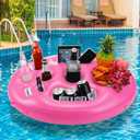 9 Holes Inflatable Floating Drink Holder for Pool Large Capacity Drink Floating Pool Hot Tub Tray with 9 Holes Cup Holders (Pink) 
