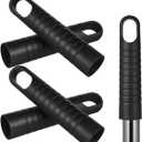 STOBAZA 25mm Mop Handle End Cap 6Pcs Replacement Broom Handle Cap with Hanging Hole, 1mm Thick Black Plastic Sleeve for 25 mm Poles, Clip-On Broom Stick Cover, No-Tool Install