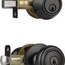 Matte Black Door Knobs,Interior Door Knob with Lock,Coastal Style Door knob for Privacy and Bedroom (Keyed Alike Combo) (1)