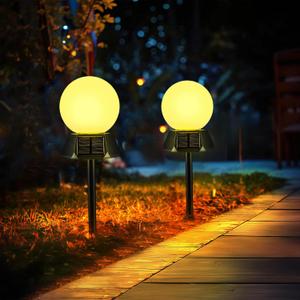 BlcTec Solar Pathway Lights Outdoor, Warm White Path Lights with 3-Sided Solar Panels, 15H Runtime, IP65 Waterproof, Auto On/Off for Patio, Garden, Lawn, Driveway, Yard, Landscape Decor, 2 Pack