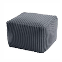 MeMoreCool Square Stuffed Pouf Ottoman Foot Rest, Stripe Furry Floor Pouf Foot Stool with Foam Chunk Filling, Soft Fluffy Stuffed Ottoman Footrest for Living Room, Faux Fur Grey