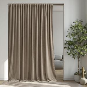 StangH Camel Beige Sliding Door Curtains - Super Soft Velvet Thermal Insulated Drapes Luxury Back Tab Privacy Room Dividers for Living Room Theater Store Office, W100 x L96, 1 Panel