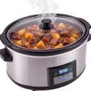 8.5 Qt Large Slow Cooker with Timer for 10+ People-Silver, 8.5 Quarts