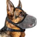 Dog Muzzle,Mesh Soft Muzzle for Small Medium Large Sized Dogs, Breathable Reflective Adjustable Puppy Muzzles with Collar for Scavenging Grooming Biting Chewing,Allows Panting and Drinking(Grey L)