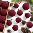 24 Pcs Velvet Christmas Balls Bulk, 3.15"/ 2.76"/ 2.36" Flocked Christmas Tree Ball Ornaments Xmas Decorative Hanging Ornaments for Xmas Tree Wreath Home Party Decor (Red)