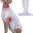 Kuoser Dog Recovery Suit for Dogs After Surgery,Professional Surgical Onesie for Female Male Dogs Spay Neuter,Soft Dog Surgery Suit Bodysuit for Abdominal Wounds Skin Disease,Light Purple Leopard XL (X-Large (Back: 20.1" - 24.8"; Weight: 42 - 75LB))