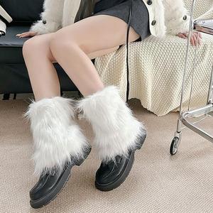 Cozy Plush Socks Leg Warmers for Women Soft Comfortable Winter Wear Long Boot Covers Furry Leg Gaiters Footless Socks