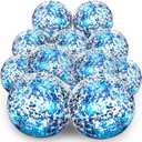 Lewtemi 12 Pcs Inflatable Sequins Beach Balls 24 Inch 16 Inch Giant Confetti Shiny Balls Swimming Pool Beach Toys for Summer Party Decor Glow in The Dark Pool Party(Blue)