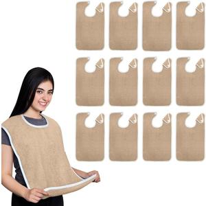 Avalon Towels Adult Bibs for Women 100% Cotton Bib for Adults for Eating - Terry Cloth Adult Bibs for Men Clothing Protectors (Beige)