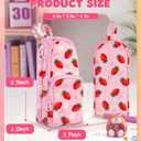 Cute Strawberry Pencil Case,Unique Aesthetic 3D Schoolbag-Shaped Pencil Pouch for Girls Boys Kids Women,Big Capacity Pen and Pencil Stationery Organizer Bag with Zippers for School Office