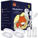 [60 Pcs] Little Fox Baby Oral Cleaner +2 Pcs Finger Toothbrush with Cases, Baby Tongue Cleaner, Newborn Toothbrush, Disposable Tongue and Gum Cleaner, Infant Oral Care and Cleaning for 0-36 Month Baby (62 Piece Set)