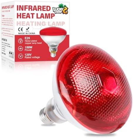 LUCKY HERP Heat Lamp Bulbs for Chickens, 150W Infrared Heat Lamp 1 Pack, Red Heat Lamp Bulbs for Reptiles, Pets, Brooder Coop and Poultry