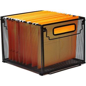 SETTFRFE Letter Size Hanging File Folder Organizer,Metal Filing Crate,File Basket for Hanging File,Black (Mesh metal)