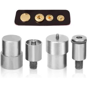 Agatige 4Pcs Snap Button Die Mold Set, Stainless Steel Heavy Duty Press Button Die Snaps Fastener Tool Mould for Hand Press Machine Setter Clothing Leather No-sew Button for 651/633/ 831 Buttons