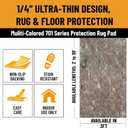 Ottomanson 3' x 4' Non-Slip Rug Pad Gripper 1/4 Inch Thick Dual Surface Felt + Rubber Gripper - Safe for All Floors, Brown