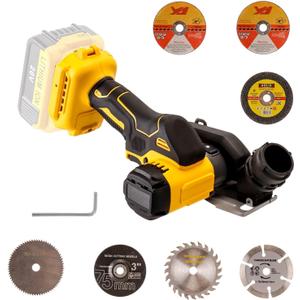 Cordless Cut Off Tool Compatible With DeWalt 20V MAX Battery Compact Rotorazer Saw Brushless with 3" Blades,7,000RPM for Metal/Wood/Tile/Plastic Cutting(Too Only) (Yellow)