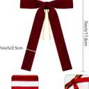 12Pcs Burgundy Velvet Christmas Tree Bows Ornaments Vintage Velvet Ribbon Bows for Tree Garland Wreath Indoor Outdoor Christmas Decor Xmas Decorations 1'' Wide, 5 * 7 inch