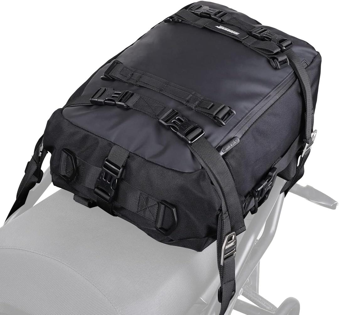 Rhinowalk Motorcycle Saddle Bag Waterproof Rear Rack Pannier Multi-Functional Trunk Seat Bag Modular Design for Motorbike Touring & Travel (20L, Black)
