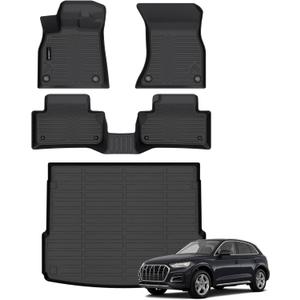 Auxko All Weather Floor Mats Cargo Mat Fit for Audi Q5 SQ5 (Include Sportback) 2025 2024-2018 TPE Rubber Liners Set All Season Guard Odorless Anti-Slip Floor Mats Cargo Liner Black