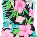 Kanu Surf Girls Jasmine Beach Sport Halter One Piece Swimsuit (2T, Darcy Black/Pink)