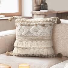 AELS Boho Decorative Throw Pillow Covers with Fringes and Tassels 18x1 