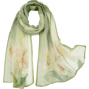 E-Clover Herebuy - Unique Women's Floral Scarves: Chiffon Flowers & Birds Printed Scarf (Green)