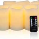 H-BLOSSOM Flickering Flameless Candles Battery Operated Real Wax Pillar Candles LED Candles with 10 Key Remote Control Cycling Timer Set of 6 (3" x 5" Remote)