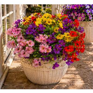 Artificial Flowers for Outdoors, 8 Bundles Faux Silk Spring Flowers for Outside for Planter Front Door Porch Yard Patio Window Box Home Decor