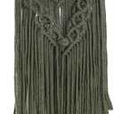 ANROYE Macrame Wall Hanging Boho Moon Decor, Bohemian Crescent Wooden Ornament with Long Tassel, Handmade Unique Wood Tapestry Home Decoration Wall Art Gift for Dorm Bedroom Nursery Living Room (Olive Green)