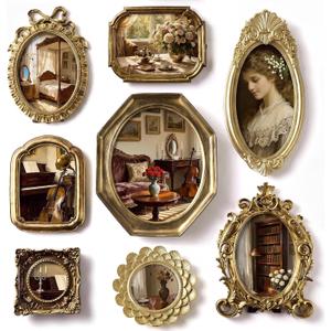 Lineshading 8 Pcs Picture Gold Vintage Gallery Wall Frame Set 5 Sizes