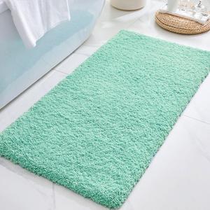 ILANGO Spa Blue Bathroom Rugs 60" 24" Non Slip & Super Absorbent Thick Soft, Washable Bath Carpet Runner for Floor, Microfiber Plush Shaggy Bath Mats with Rubber for Bedroom Bathtub Shower Room