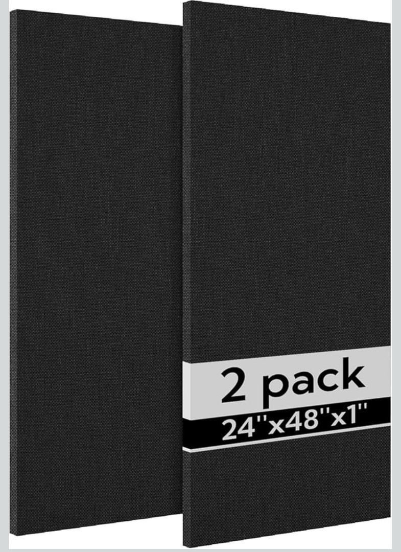 Olanglab Acoustic Panels 2 Pack, 48''x24'' Large Sound Panels, Fabric Wrapped Sound Proof Foam Panels for Walls, Sound Absorbing Panels for Recording Studio Acoustical Treatments (Black)