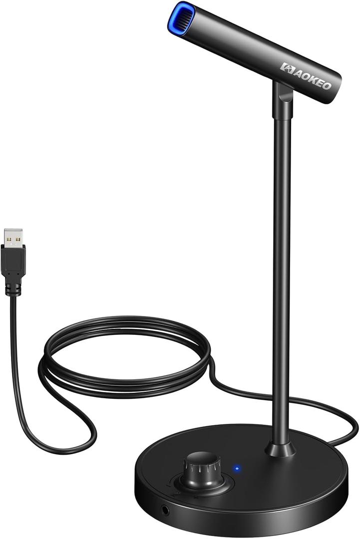 Aokeo USB Microphone, Gaming Microphone for PC with Volume Control Buttons for Recording,Podcasting,Streaming,YouTube,PS5 PS4 Mac Laptop (AK-2)
