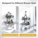 Shower Caddy Hanging Organizer, Rustproof Over Shower Head Caddy Holder with Hooks for Razor/Sponge, No Drilling Bathroom Racks Bath Storage Shelves for Shampoo Soap Towels, Black