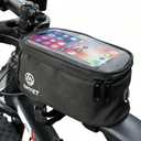 WB01 Large Waterproof Bike/Bicycle Phone Front Frame Bag,Water-resistant Tube Bag Phone Holder with Touchscreen & Storage,Cycling Pouch, Navigation Bike Accessories for Phone Under 7", Black