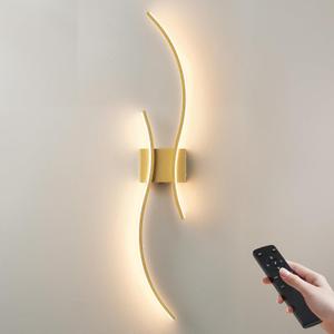 KARTOOSH Battery Operated Wall Sconce with Remote Control, Stepless Colors 3000K-6000K & Dimming, LED Gold Wireless Wall Light for Living Room, Hallway, Bedroom, 39.3 Inch (1 Pack)