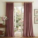 NICETOWN Dusty Rose Pink 90 inch Long Velvet Curtains Panel - Elegant and Beautiful Home Decor Window Drapes for Girls Pleat Tape with Back Tab, W52 x L90, Set of 2