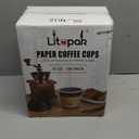 LITOPAK 100 Pack 10 oz Paper Coffee Cups for Hot Chocolate Drinks, Black Disposable Coffee Cups with Lids, Sleeves and Stirring Sticks for Parties, Picnic, Travel, and Events