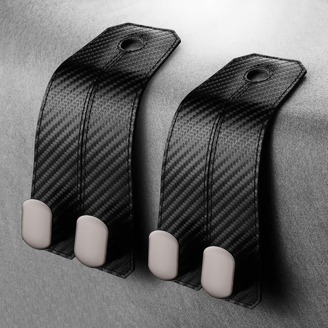 GYUY2 Pack Car Seat Headrest Hooks, Heavy Duty Back of Seat Organizer with Carbon Fiber Design - Universal Car Accessories for Hanging Grocery Bags, Handbags, Purses, Shopping Bags