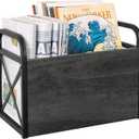 YINMIT Magazine Holder, Magazine Rack Floor, Magazine Storage Basket, Folder Organizer Bin for Books, Newspapers, Tablets (Medium, Grey)