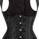 Alivila.Y Fashion Corset Womens Faux Leather Steampunk Corsets Victorian Bustier Top (Large, Black Brocade)