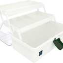 13 inches Craft Organizers and Storage Box, 3-Layers Multifunctional Plastic Sewing Organizing Box with Handle, for Medicine, Art Supply, Makeup, Hair Accessories, Organizer Bins (White)