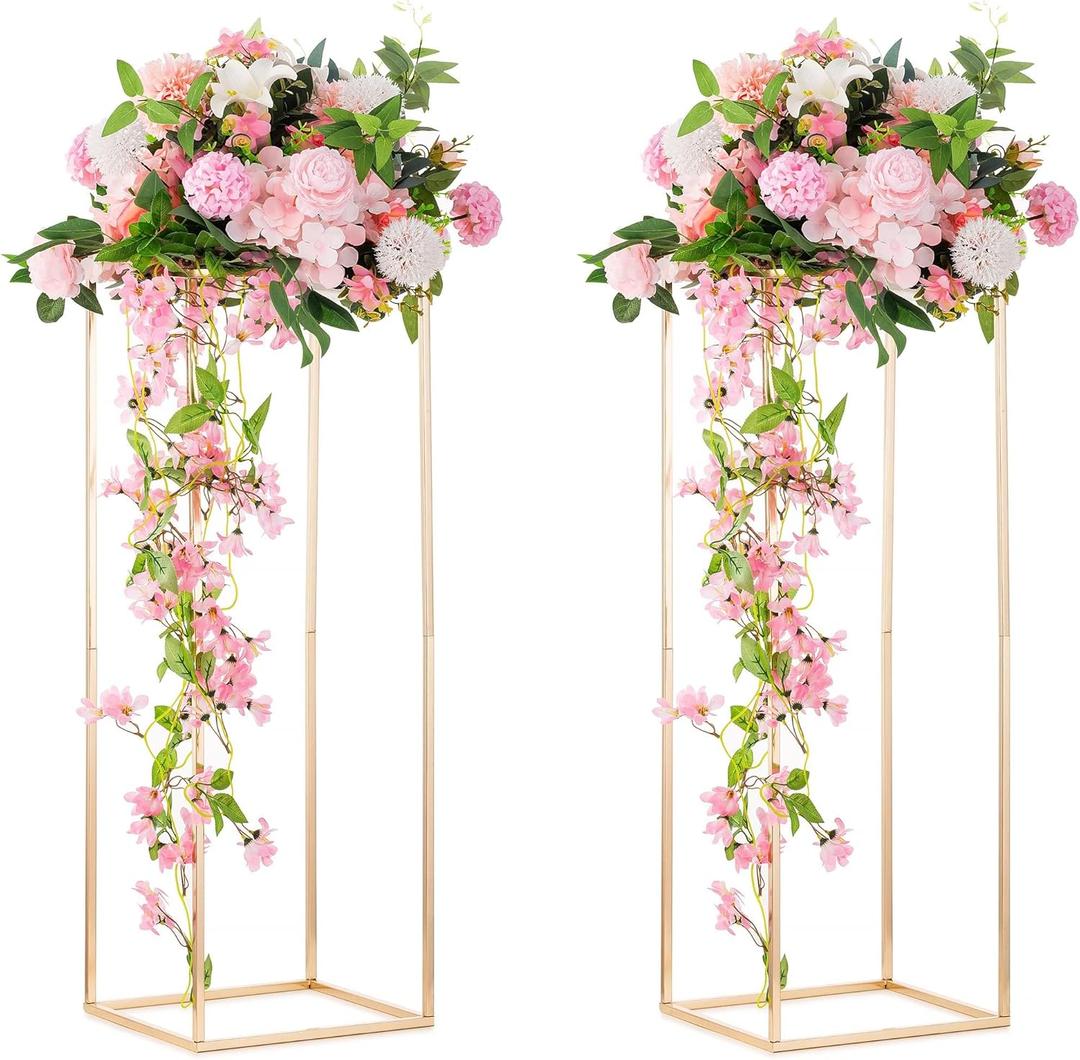 Gold Flower Stand for Table: 31.5 Tall Centerpiece Stand for Wedding Table Reception Floral Center Pieces with Home Decoration Party Event 2 PCS