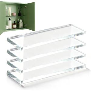 4 Pcs Acrylic Medicine Cabinet Replacement Shelves, 13'' Medicine Shelves Thickened for Living Room Bathroom Kitchen Wall Mounted Cabinets