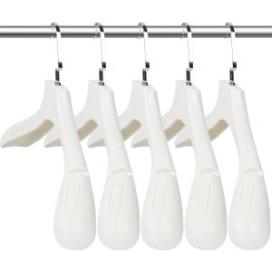 DEDU Suit Hangers for Men 10 Pack, Sweater Hangers No Shoulder Bump Non Slip Width 17.7", Plastic Clothes Hangers Ivory White with Metal Hook