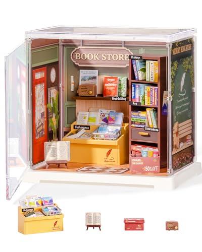 Rolife Super Creator Mini Series Bookstore, DIY Plastic Miniature Kits Retail Store Series, Mini Model House Building Set for Teens Aged 14+, DIY Crafts/Hobbies for Adults (Memory Book Store)