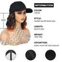 GUOJIAN Hat Wigs for Women 6' Short Wave Baseball Cap Wigs with Curly Hair Extensions Synthetic Wave Wig Adjustable Hat with Hair Attached for Daily Use (1B/350, 6inch)