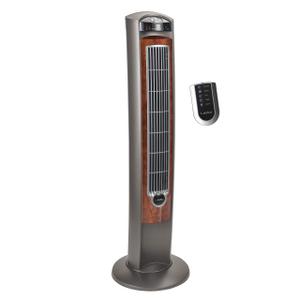 Lasko Oscillating Tower Fan with Remote, Quiet Floor Fans for Bedroom, 42", Woodgrain and Grey, T42954, 42.5"