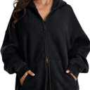 FAIABLE Womens Mens Zip Up Hoodie Oversized Acid Wash Hoodies Heavyweight Distress Cotton Fleece Zipper Hoodie Vintage (Black, L)