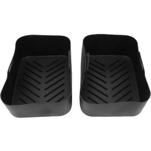 Mumusuki 2pcs Silicone Air Fryer Liners, Food Grade 400F Safe Raised Strips Reduce Fat for Foodi Dual Zone AF400EU AF300EU 9.5L Fryer, Multiuse for Ovens Microwaves